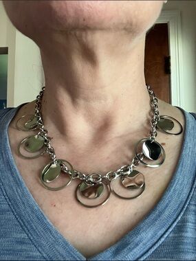 Stainless steel  Disc Charm Chain Necklace - Women Jewelry